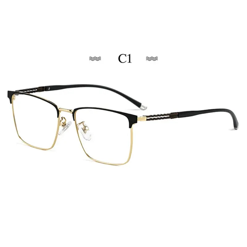 Men's Square Full Rim Titanium Prescription Glasses 86114 — view 4 | Rx Spectacle