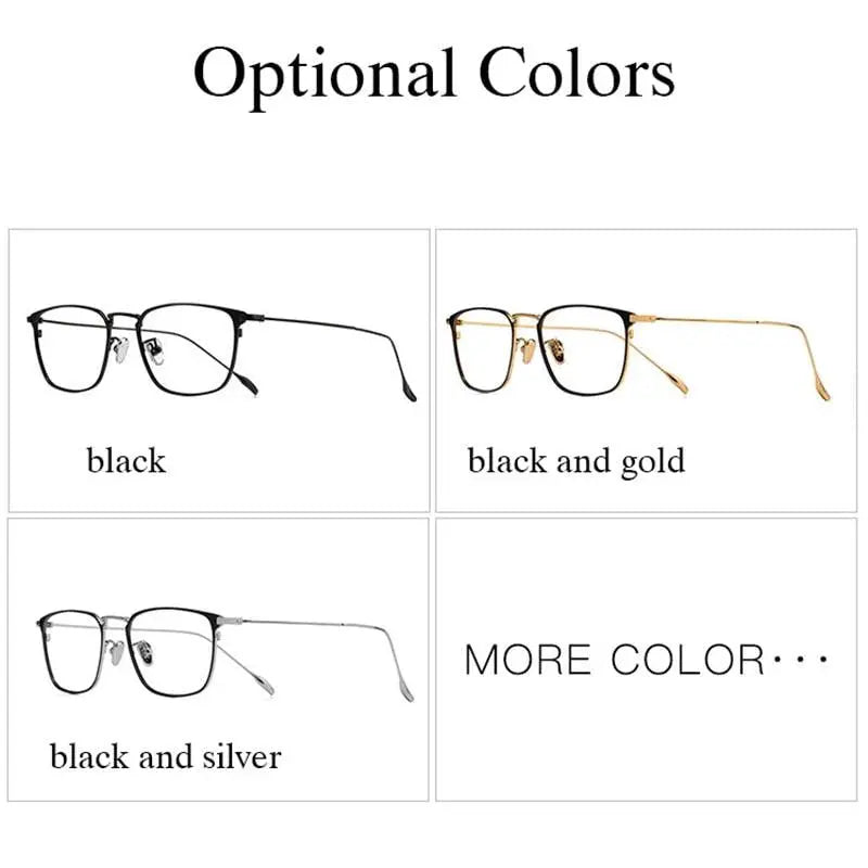 Men's Square Full Rim Titanium Prescription Glasses W8083 — view 5 | Rx Spectacle
