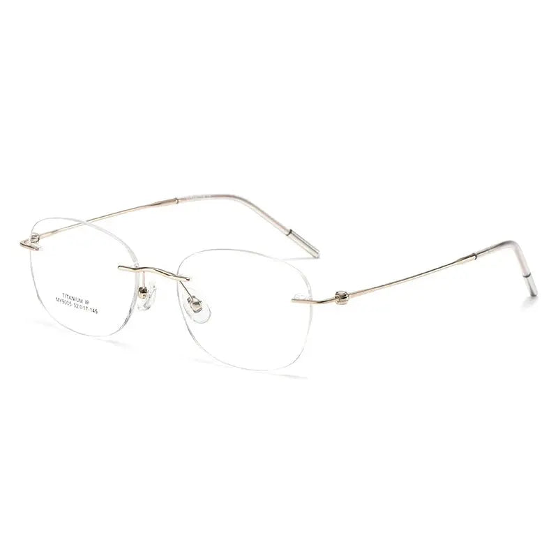 Women's Oval Rimless Titanium Prescription Glasses 69005 — view 7 | Rx Spectacle