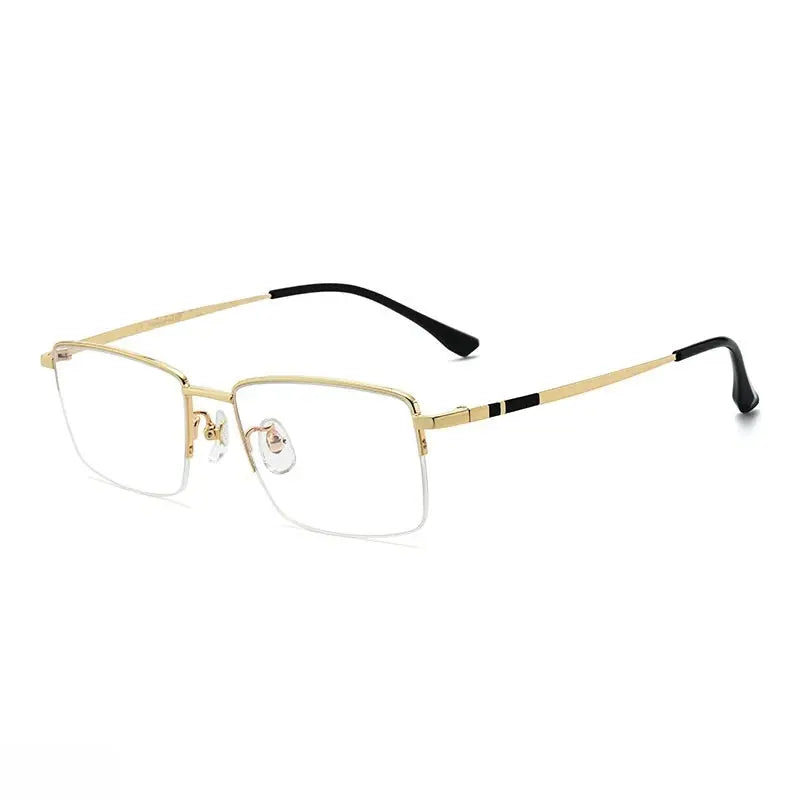 Men's Square Semi-Rimless Titanium Prescription Glasses Y18005 — view 7 | Rx Spectacle