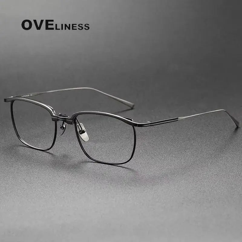 Unisex Square Full Rim Titanium Oversized Prescription Glasses 369148 — view 5 | Rx Spectacle