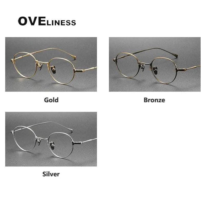 Unisex Round Full Rim Titanium Prescription Glasses Kmn53 — view 5 | Rx Spectacle