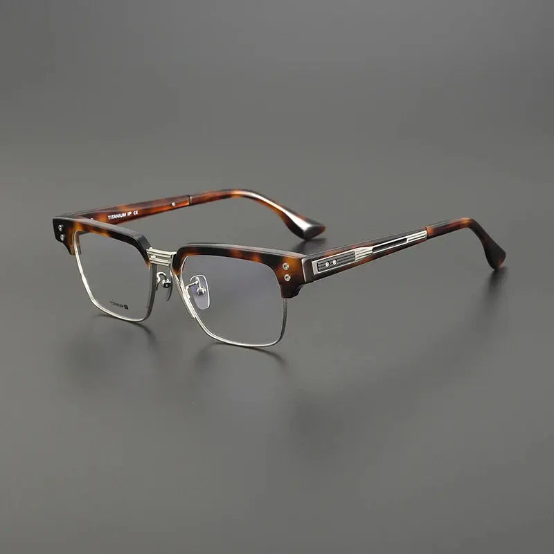 Unisex Square Full Rim Titanium Oversized Prescription Glasses D410 — view 1 | Rx Spectacle