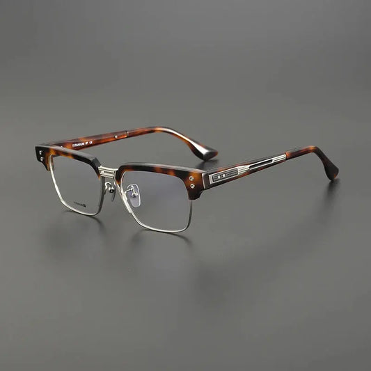Unisex Square Full Rim Titanium Oversized Prescription Glasses D410 — view 1 | Rx Spectacle