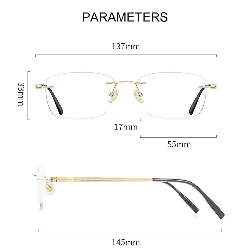Women's Oval Rimless Titanium Prescription Glasses 610097 — view 2 | Rx Spectacle