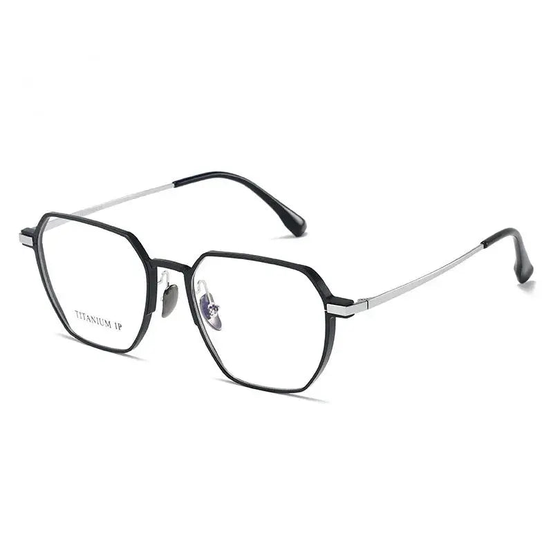 Unisex Polygon Full Rim Titanium Flat Top Prescription Glasses 420226 — view 3 | Rx Spectacle