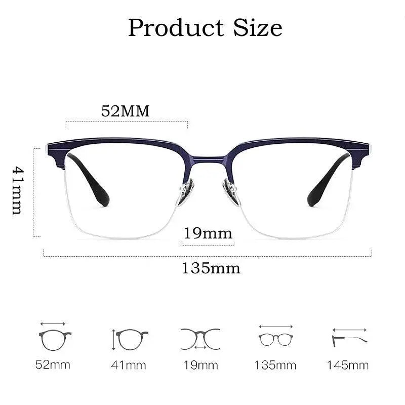 Men's Square Full Rim Titanium Prescription Glasses 9201 — view 8 | Rx Spectacle