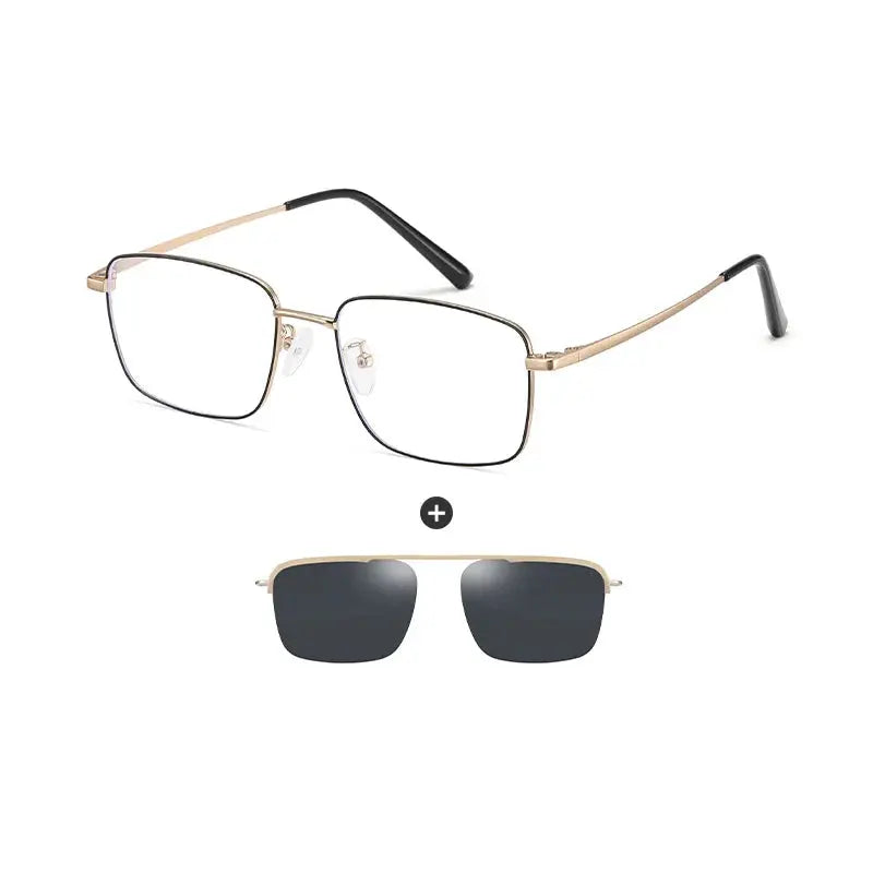 Unisex Square Full Rim Stainless Steel Clip-On Prescription Glasses 700569 — view 3 | Rx Spectacle