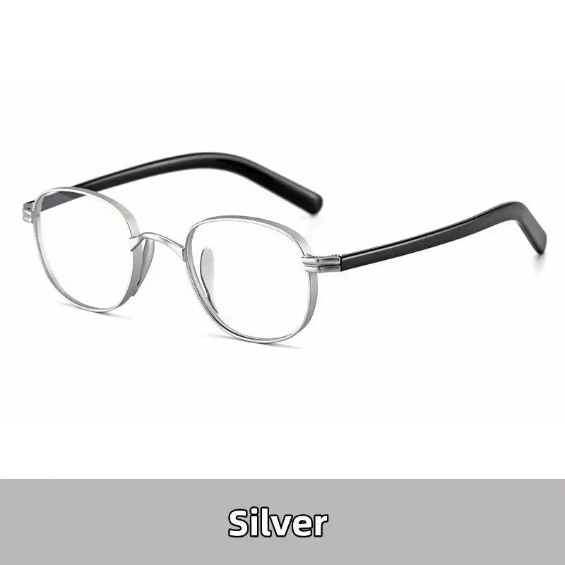 Unisex Round Full Rim Titanium Reading Glasses 8017 — view 8 | Rx Spectacle