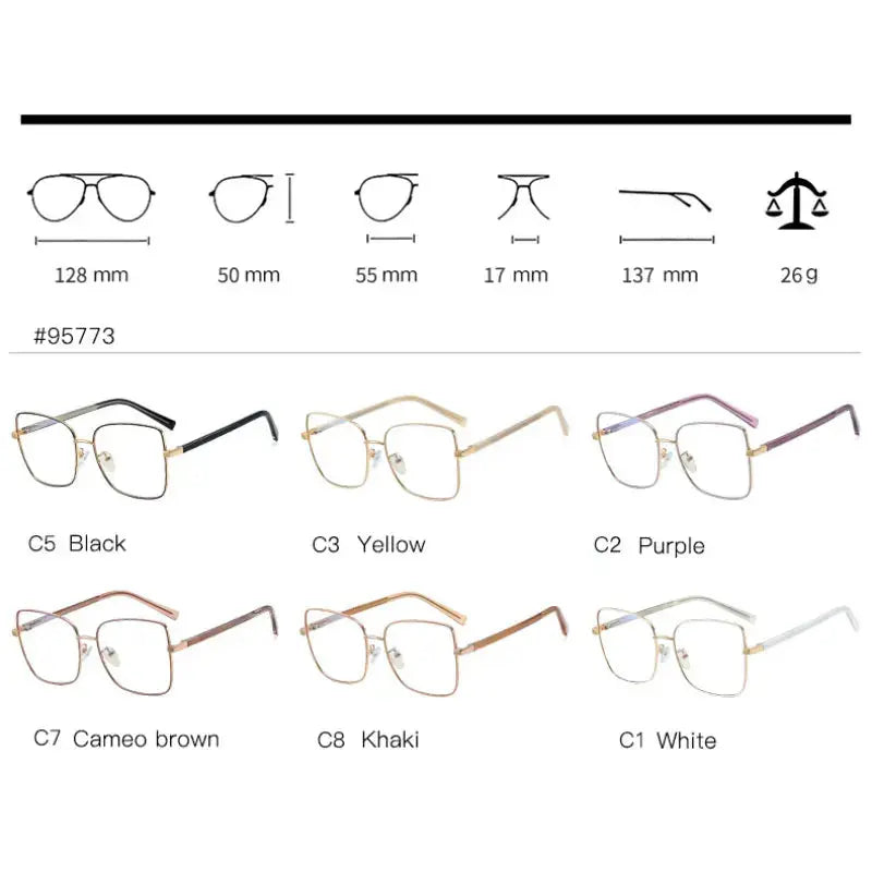 Women's Square Full Rim Alloy Prescription Glasses 95773 — view 3 | Rx Spectacle