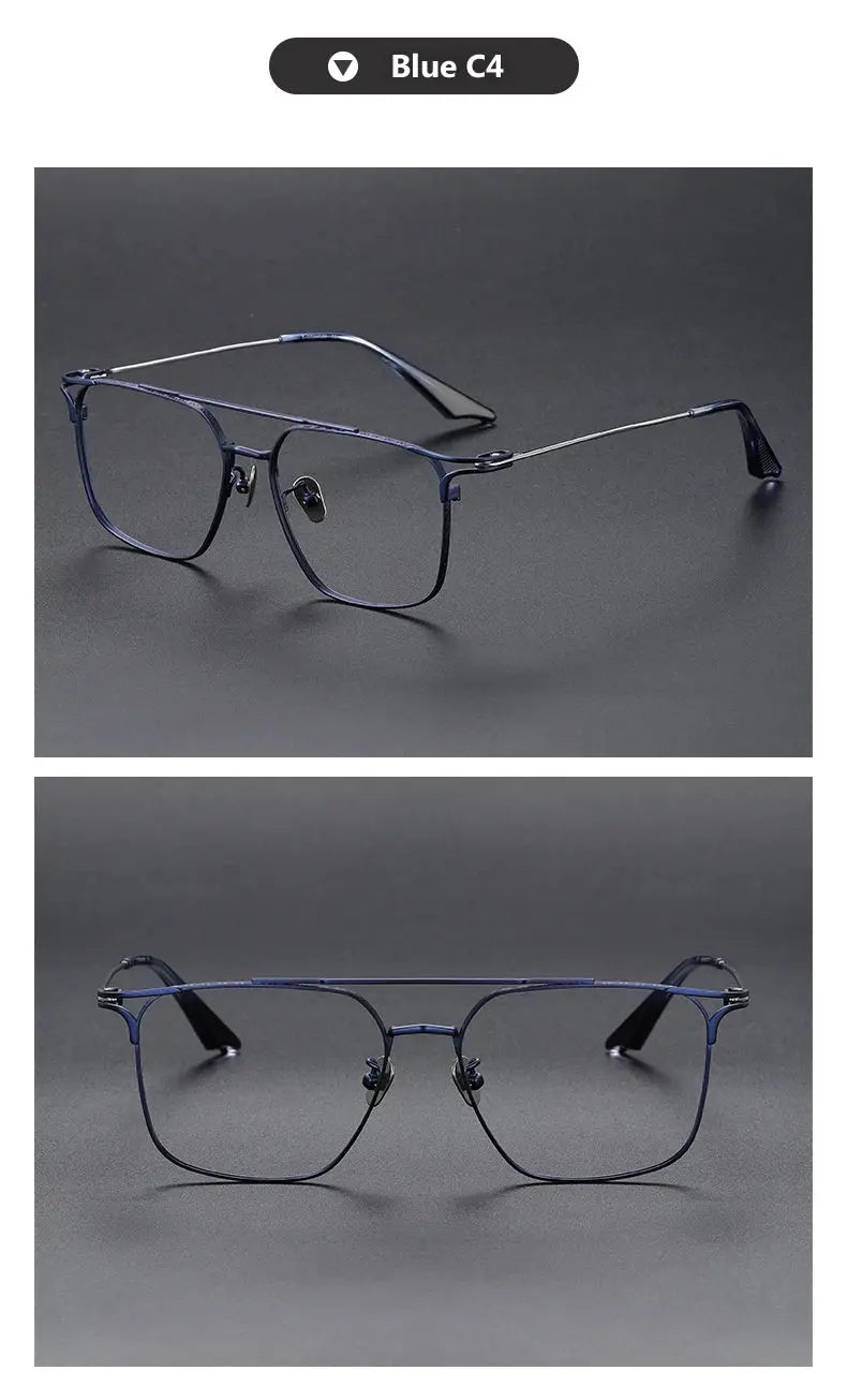 Unisex Square Full Rim Titanium Double Bridge Prescription Glasses 81000 — view 8 | Rx Spectacle