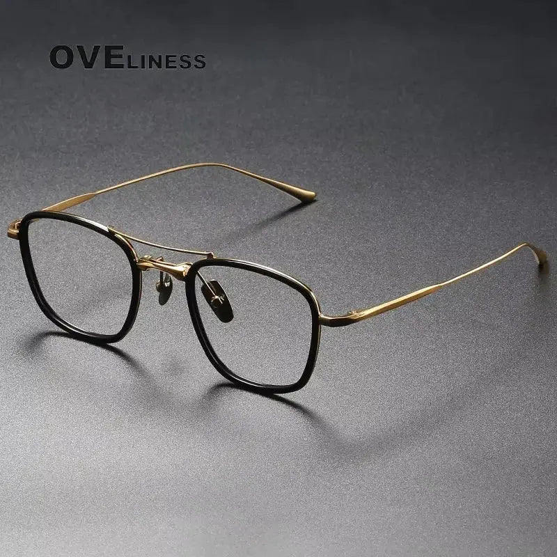 Women's Square Full Rim Titanium Double Bridge Prescription Glasses 13523 — view 2 | Rx Spectacle