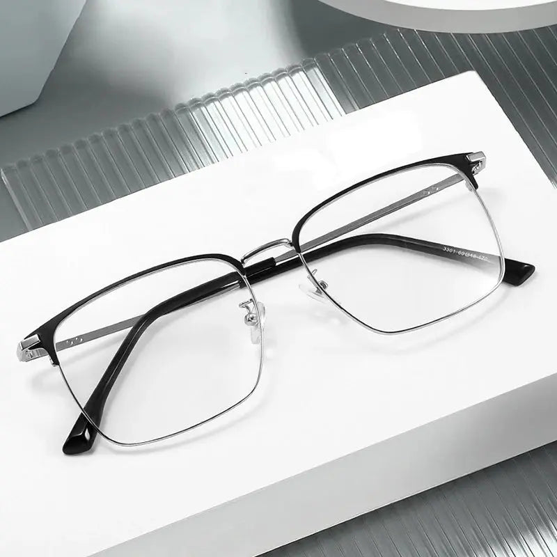 Men's Square Full Rim Titanium Prescription Glasses 3301 — view 2 | Rx Spectacle