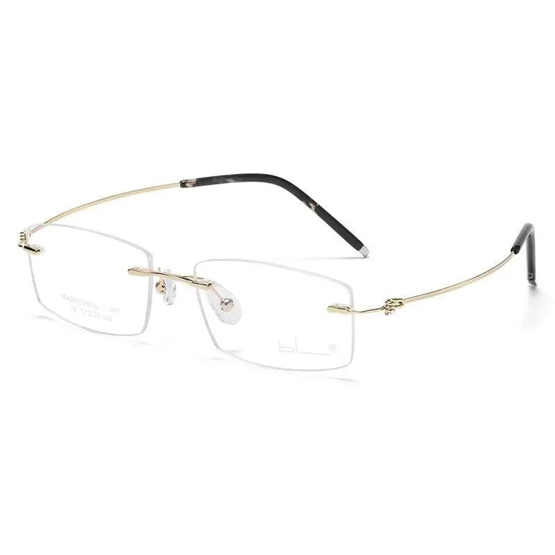 Unisex Rectangular Rimless Titanium Prescription Glasses 8581 — view 7 | Rx Spectacle