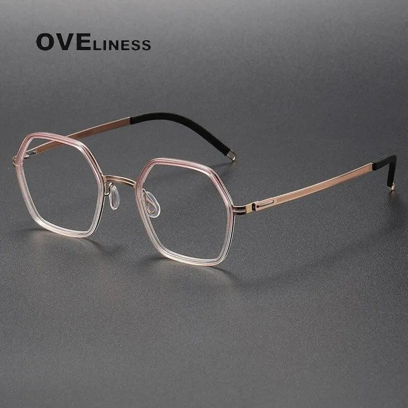 Unisex Polygon Full Rim Titanium Prescription Glasses 8202322 — view 6 | Rx Spectacle