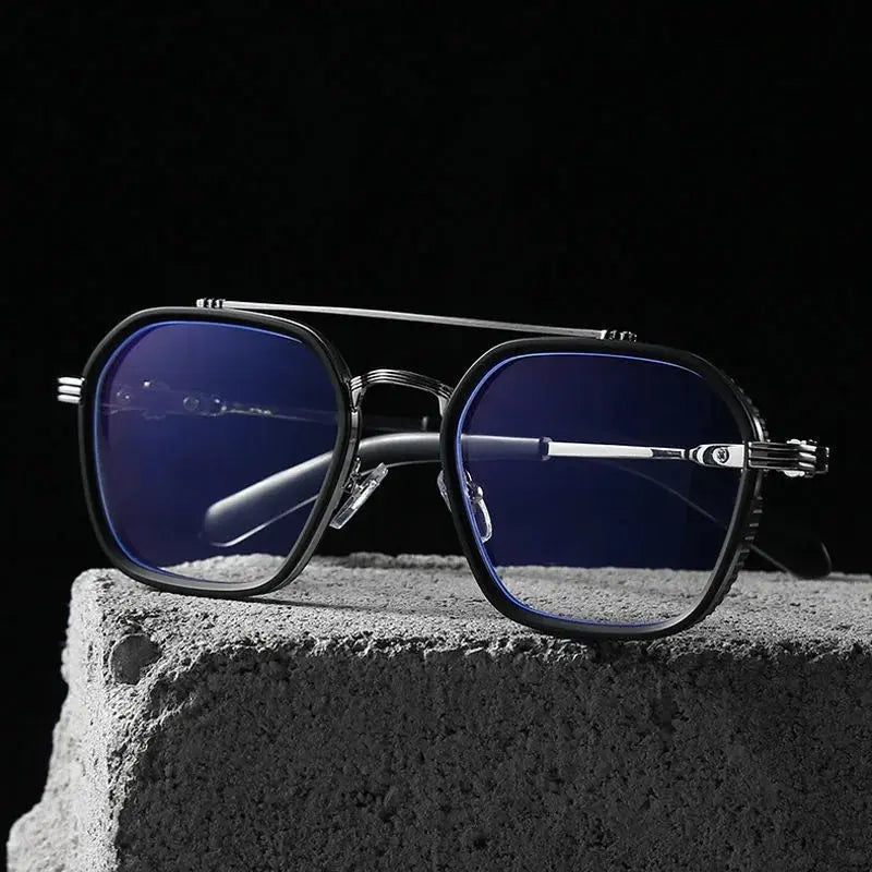 Men's Square Full Rim Titanium Double Bridge Prescription Glasses 82056 — view 2 | Rx Spectacle