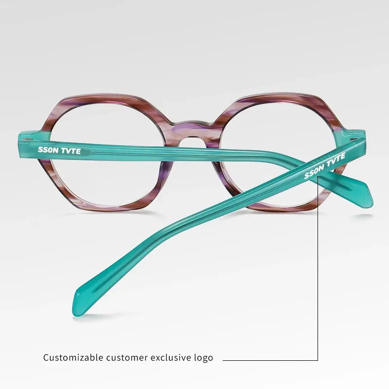 Women's Polygon Full Rim Acetate Prescription Glasses 8825 — view 3 | Rx Spectacle