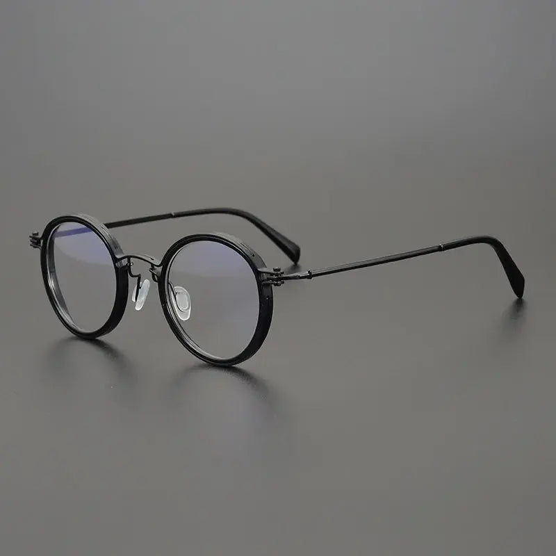 Unisex Round Full Rim Titanium Prescription Glasses 195021 — view 3 | Rx Spectacle