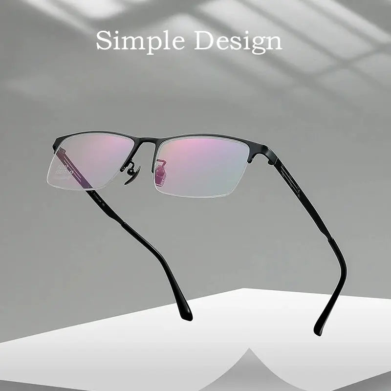 Men's Square Semi-Rimless Titanium Prescription Glasses Y2322 — view 5 | Rx Spectacle