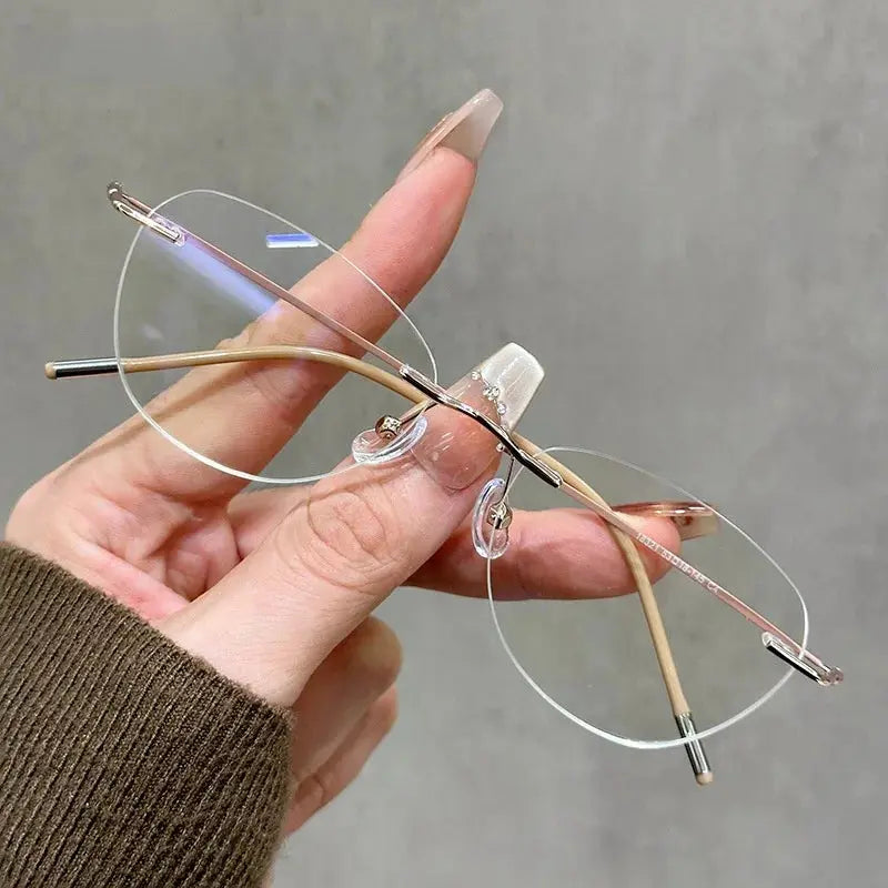 Women's Browline Rimless Titanium Prescription Glasses 418321 — view 5 | Rx Spectacle