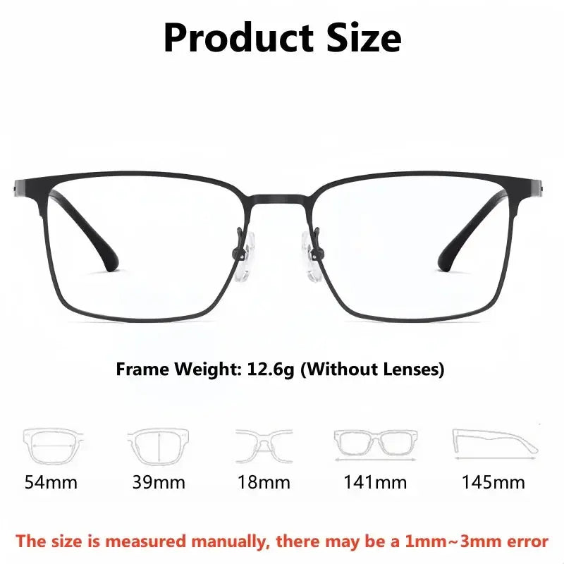 Unisex Square Full Rim Titanium Prescription Glasses 70239 — view 2 | Rx Spectacle