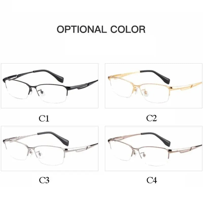 Men's Rectangular Semi-Rimless Titanium Prescription Glasses E85759 — view 2 | Rx Spectacle