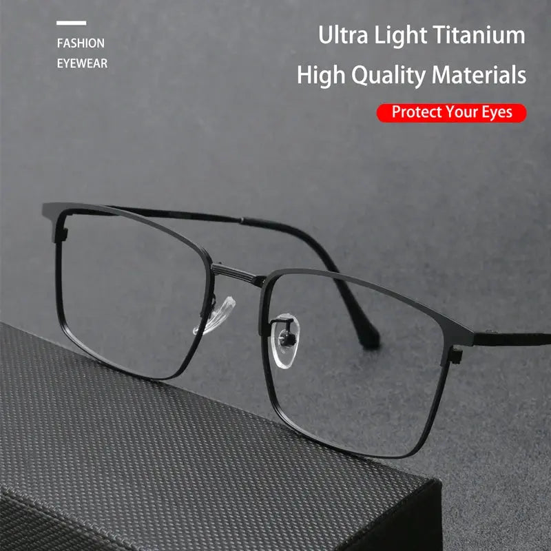 Unisex Square Full Rim Titanium Oversized Prescription Glasses 3010 — view 3 | Rx Spectacle