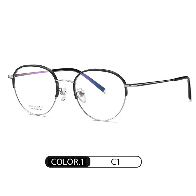Unisex Oval Semi-Rimless Titanium Prescription Glasses 662039 — view 4 | Rx Spectacle