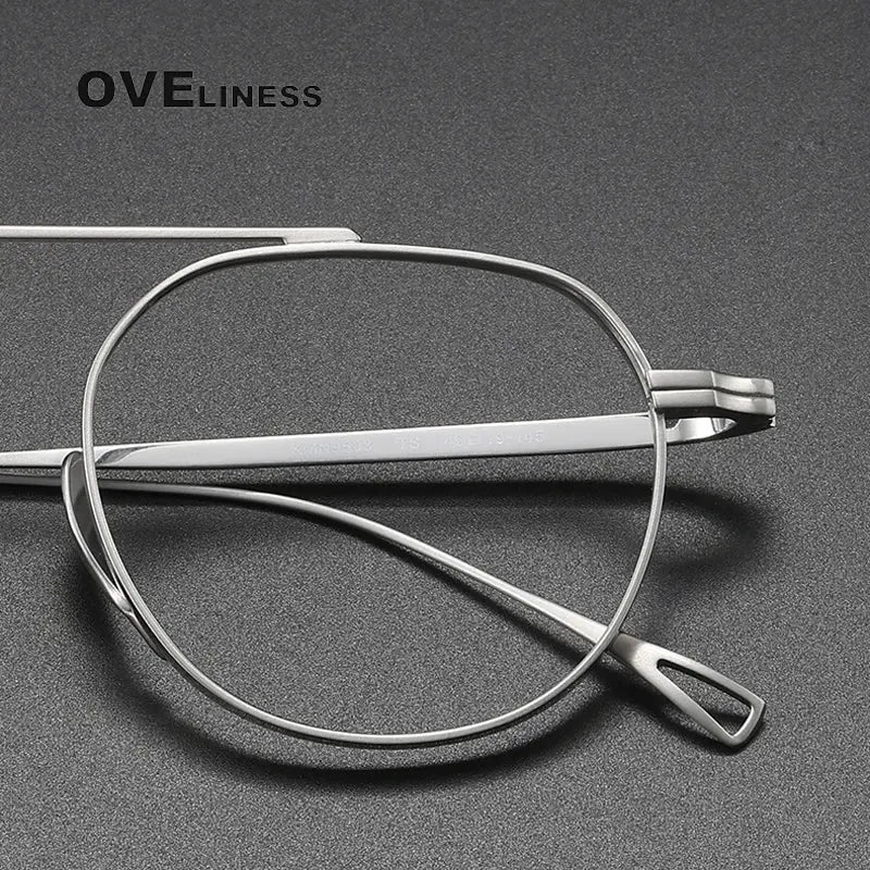 Unisex Square Full Rim Titanium Flat Top Prescription Glasses 9503 — view 3 | Rx Spectacle