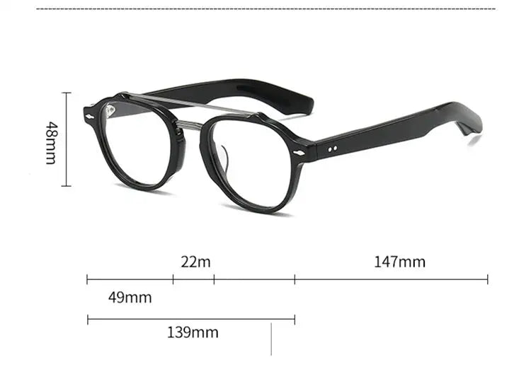 Unisex Round Full Rim Acetate Double Bridge Prescription Glasses 68rx — view 7 | Rx Spectacle