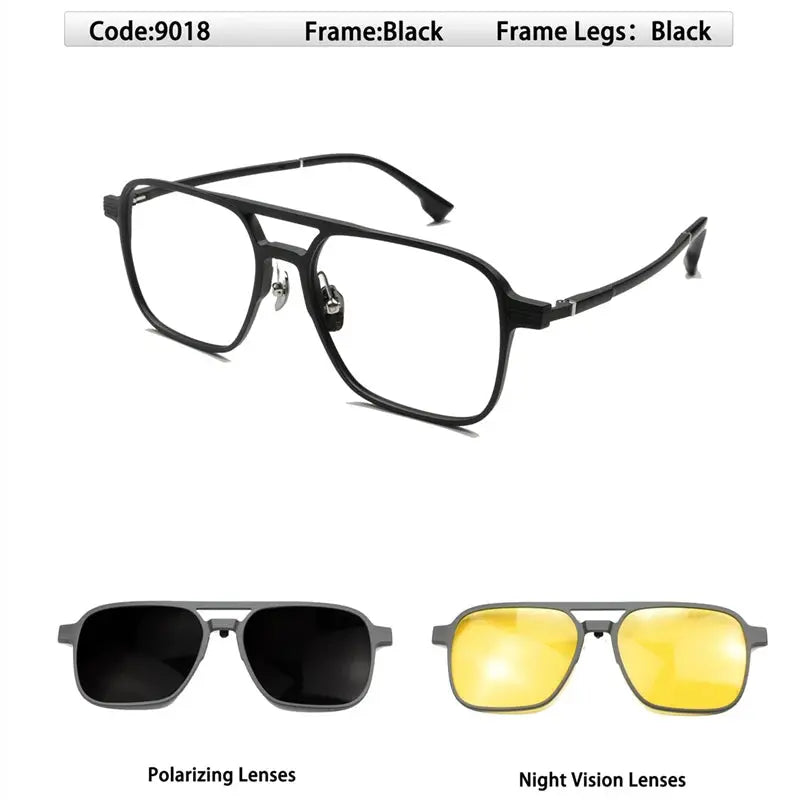 Unisex Polygon Full Rim Stainless Steel Prescription Glasses 9018 — view 4 | Rx Spectacle