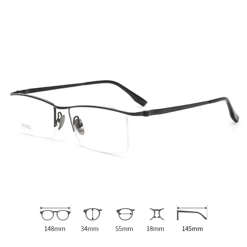 Men's Browline Semi-Rimless Titanium Prescription Glasses 200135 — view 3 | Rx Spectacle