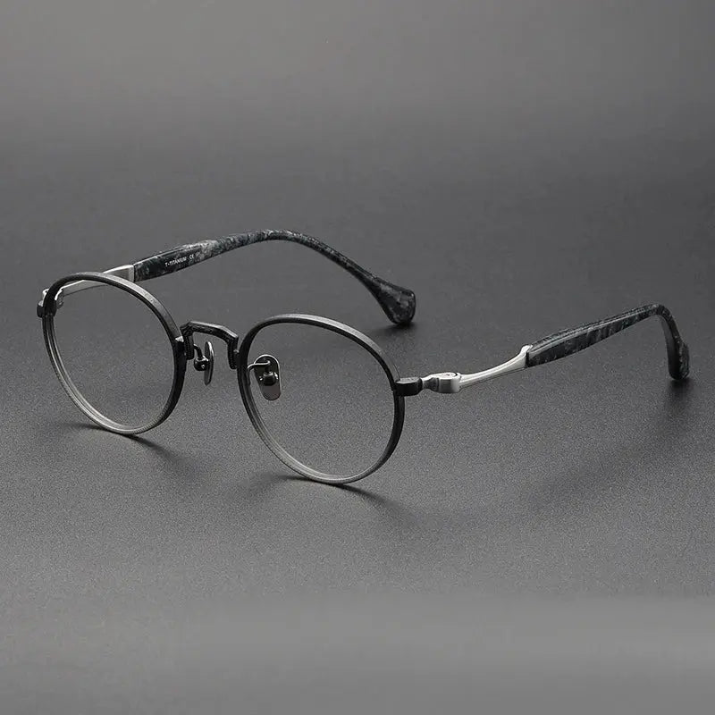 Women's Round Full Rim Titanium Prescription Glasses S808 — view 7 | Rx Spectacle
