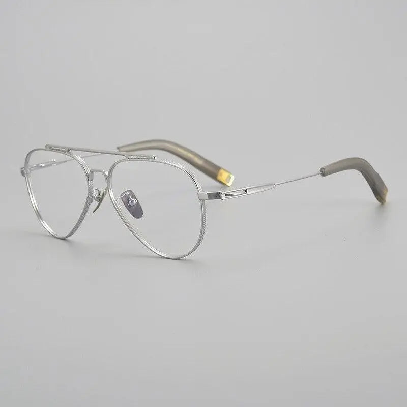 Men's Square Full Rim Titanium Double Bridge Prescription Glasses Hlsa-101 — view 4 | Rx Spectacle