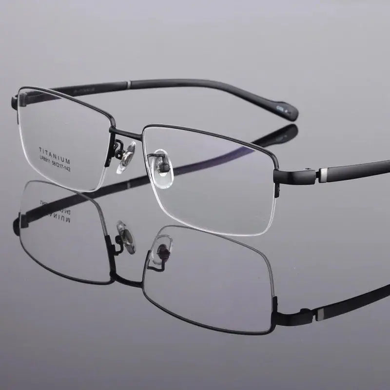 Men's Square Semi-Rimless Titanium Oversized Prescription Glasses 48911 — view 4 | Rx Spectacle
