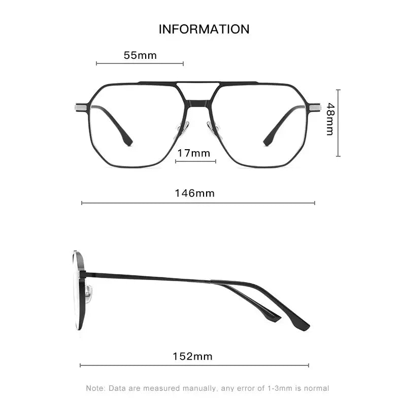 Unisex Square Full Rim Titanium Prescription Glasses 9906 — view 4 | Rx Spectacle