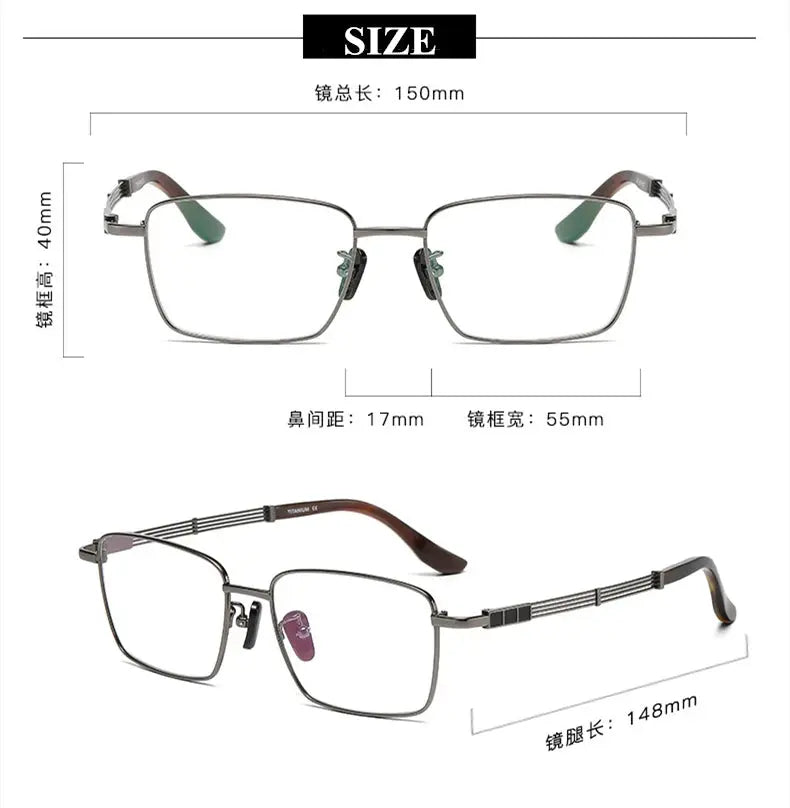 Unisex Square Full Rim Titanium Oversized Prescription Glasses 200115 — view 2 | Rx Spectacle