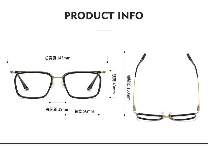 Unisex Square Full Rim Titanium Prescription Glasses 80863 — view 2 | Rx Spectacle