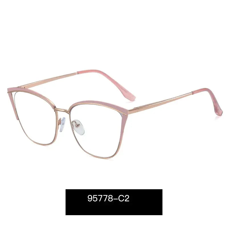 Women's Cat Eye Full Rim Alloy Prescription Glasses 95778 — view 5 | Rx Spectacle