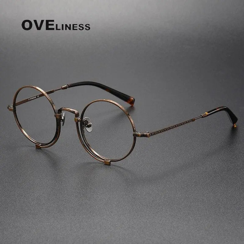 Unisex Round Full Rim Titanium Prescription Glasses 1013h — view 3 | Rx Spectacle
