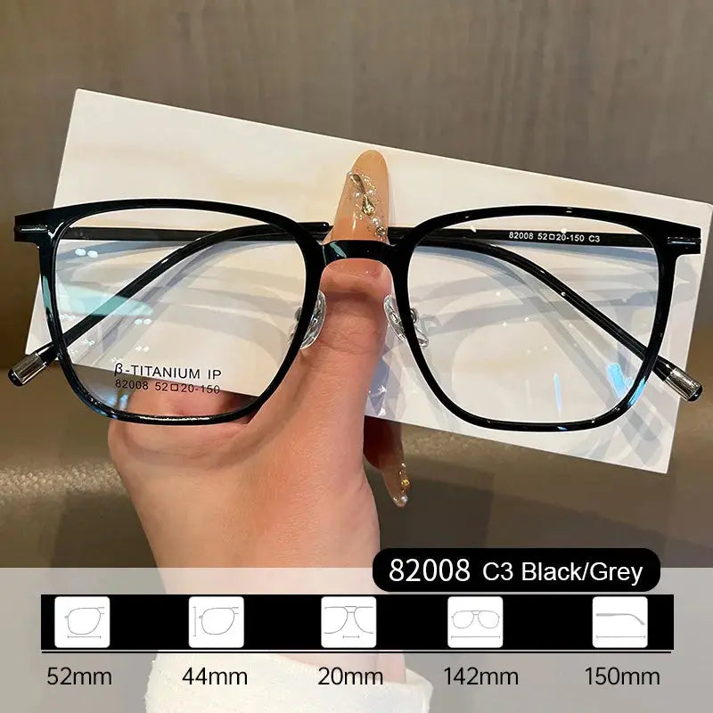 Women's Square Full Rim Titanium Prescription Glasses 82008 — view 3 | Rx Spectacle