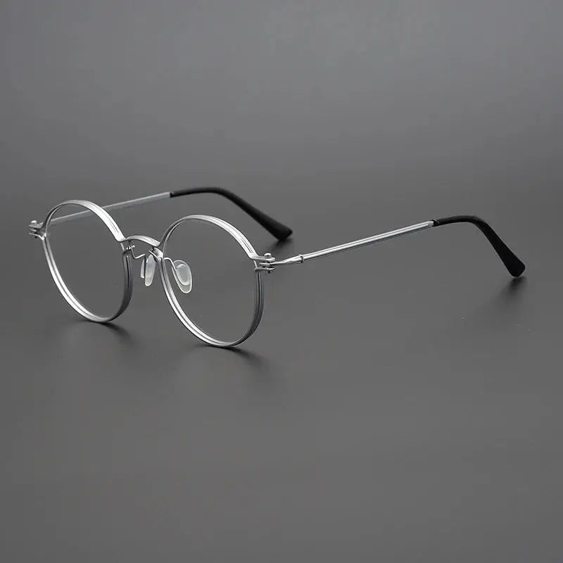 Unisex Round Full Rim Titanium Prescription Glasses Tv002 — view 7 | Rx Spectacle