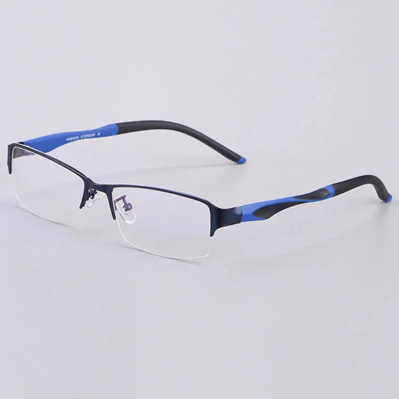 Unisex Square Semi-Rimless Titanium Prescription Glasses 62681 — view 5 | Rx Spectacle