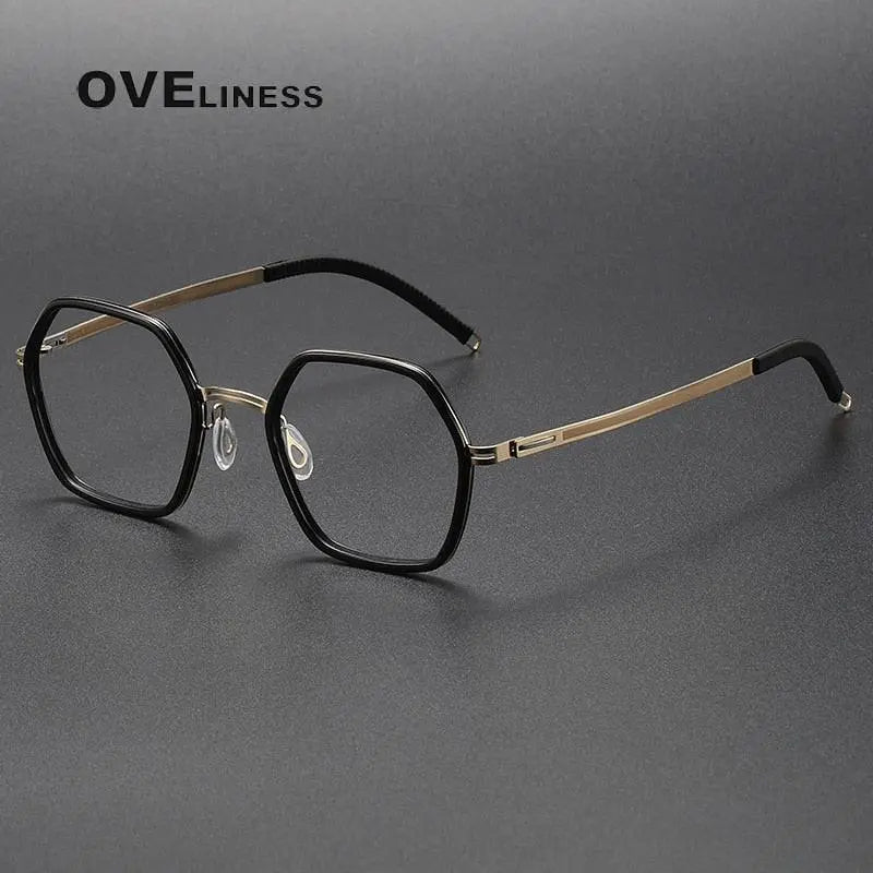 Unisex Polygon Full Rim Titanium Prescription Glasses 8202322 — view 10 | Rx Spectacle