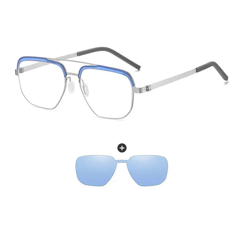Men's Oval Full Rim Stainless Steel Prescription Glasses 790429 — view 3 | Rx Spectacle