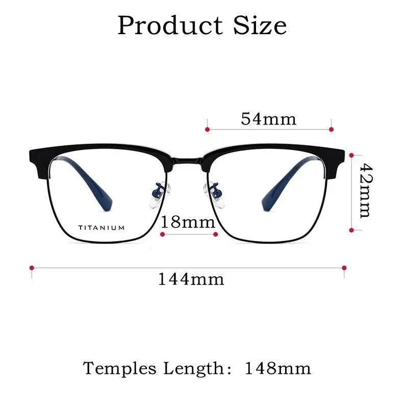 Men's Square Full Rim Titanium Prescription Glasses 8653cmh — view 7 | Rx Spectacle
