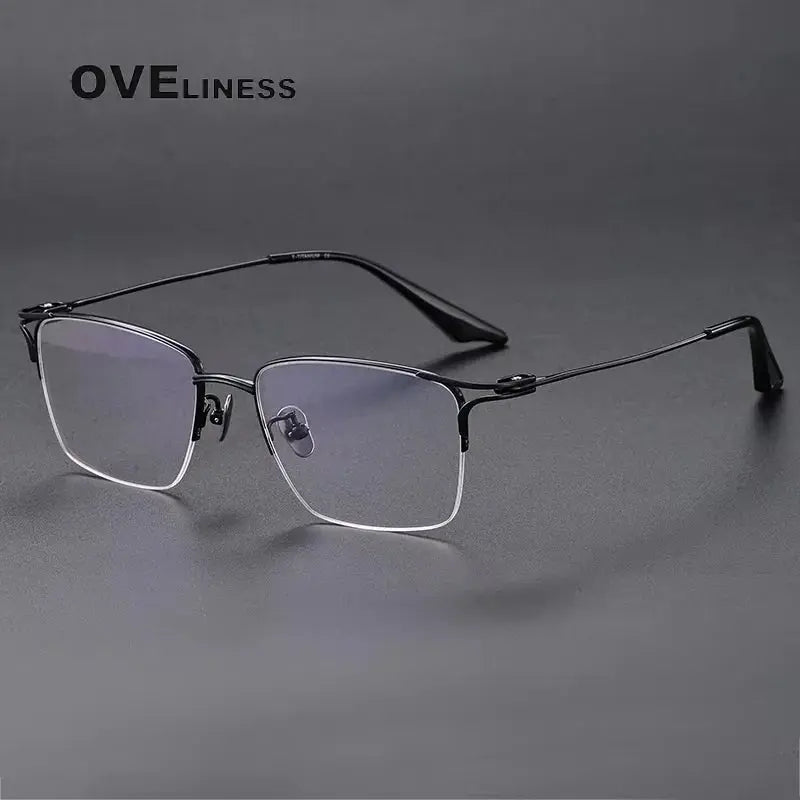 Unisex Square Semi-Rimless Titanium Prescription Glasses 81002 — view 5 | Rx Spectacle
