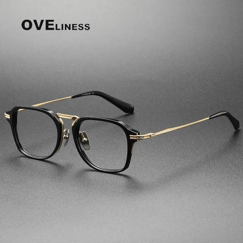 Unisex Square Full Rim Titanium Prescription Glasses Dtx413 — view 9 | Rx Spectacle