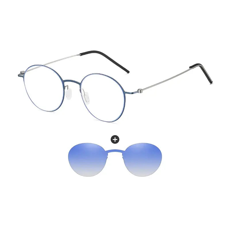 Unisex Round Full Rim Stainless Steel Clip-On Prescription Glasses 790914 — view 7 | Rx Spectacle