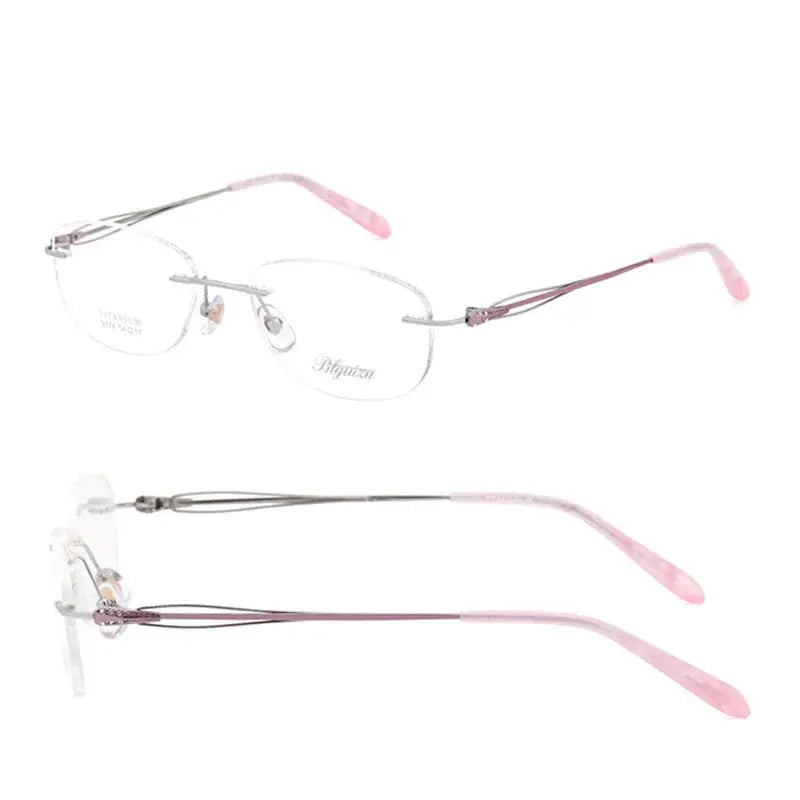 Women's Square Rimless Titanium Prescription Glasses 91744 — view 4 | Rx Spectacle